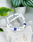 HOWLITE + EVIL EYE 6mm - HANDMADE CRYSTAL BRACELET