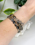 TOURMALINATED QUARTZ (FACETED COIN) 10mm - HANDMADE CRYSTAL BRACELET