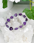 AMETHYST HEARTS + LABRADORITE 6mm - HANDMADE CRYSTAL BRACELET