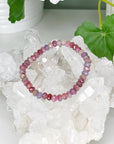 LEPIDOLITE + PINK TOURMALINE (FACETED RONDELLE) - HANDMADE CRYSTAL BRACELET