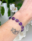 AMETHYST HEARTS + LABRADORITE 6mm - HANDMADE CRYSTAL BRACELET