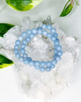 ANGELITE 8mm - HANDMADE CRYSTAL BRACELET - 8mm, air, angelite, Aquarius, aquarius stack, blue, bracelet, crystal bracelet, emotional support, handmade bracelet, jewelry, market bracelet, recently added, summer vibes, Wearable - The Mineral Maven