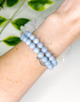 ANGELITE 8mm - HANDMADE CRYSTAL BRACELET - 8mm, air, angelite, Aquarius, aquarius stack, blue, bracelet, crystal bracelet, emotional support, handmade bracelet, jewelry, market bracelet, recently added, summer vibes, Wearable - The Mineral Maven