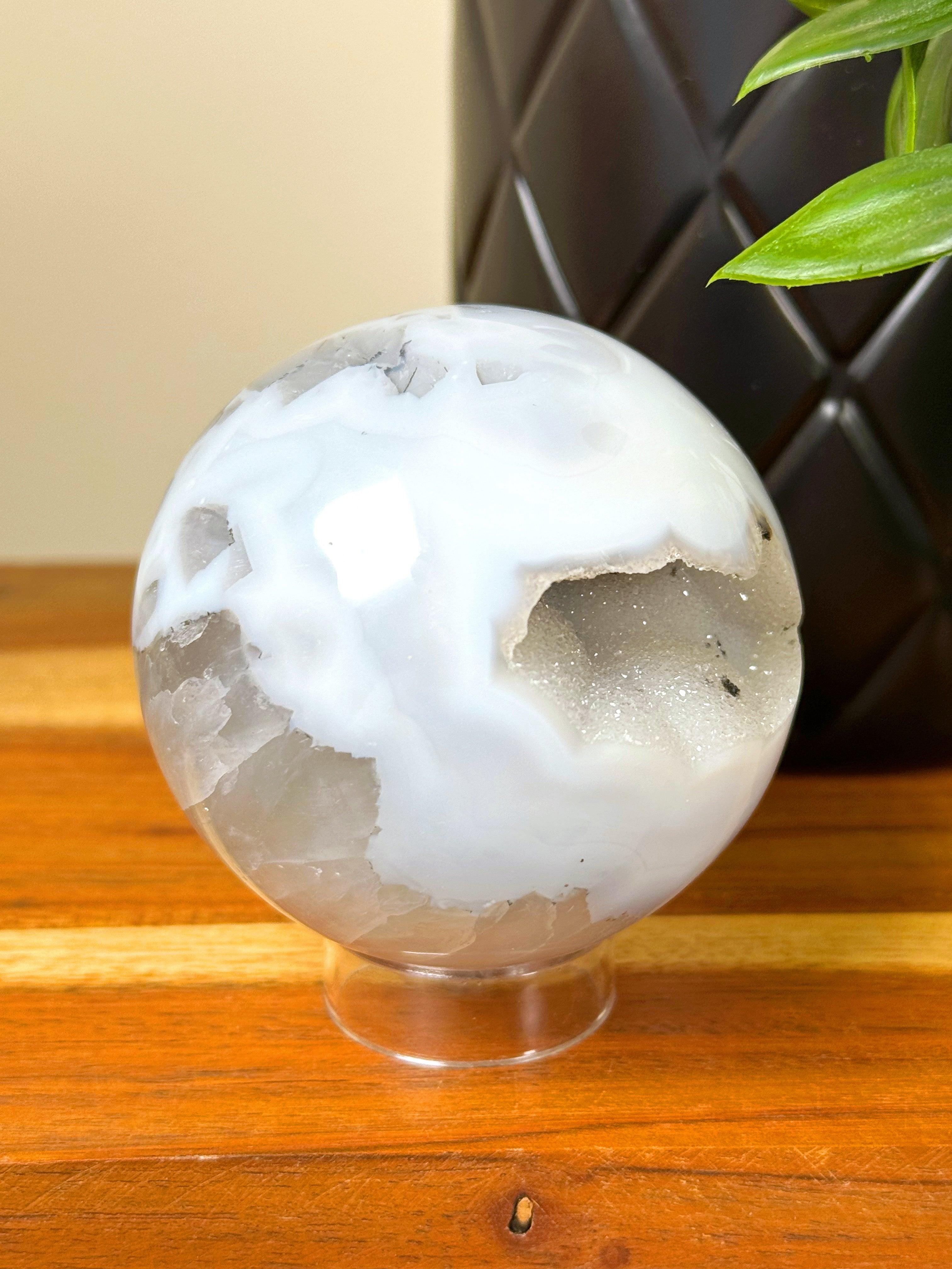 White Agate popular Sphere, 68mm