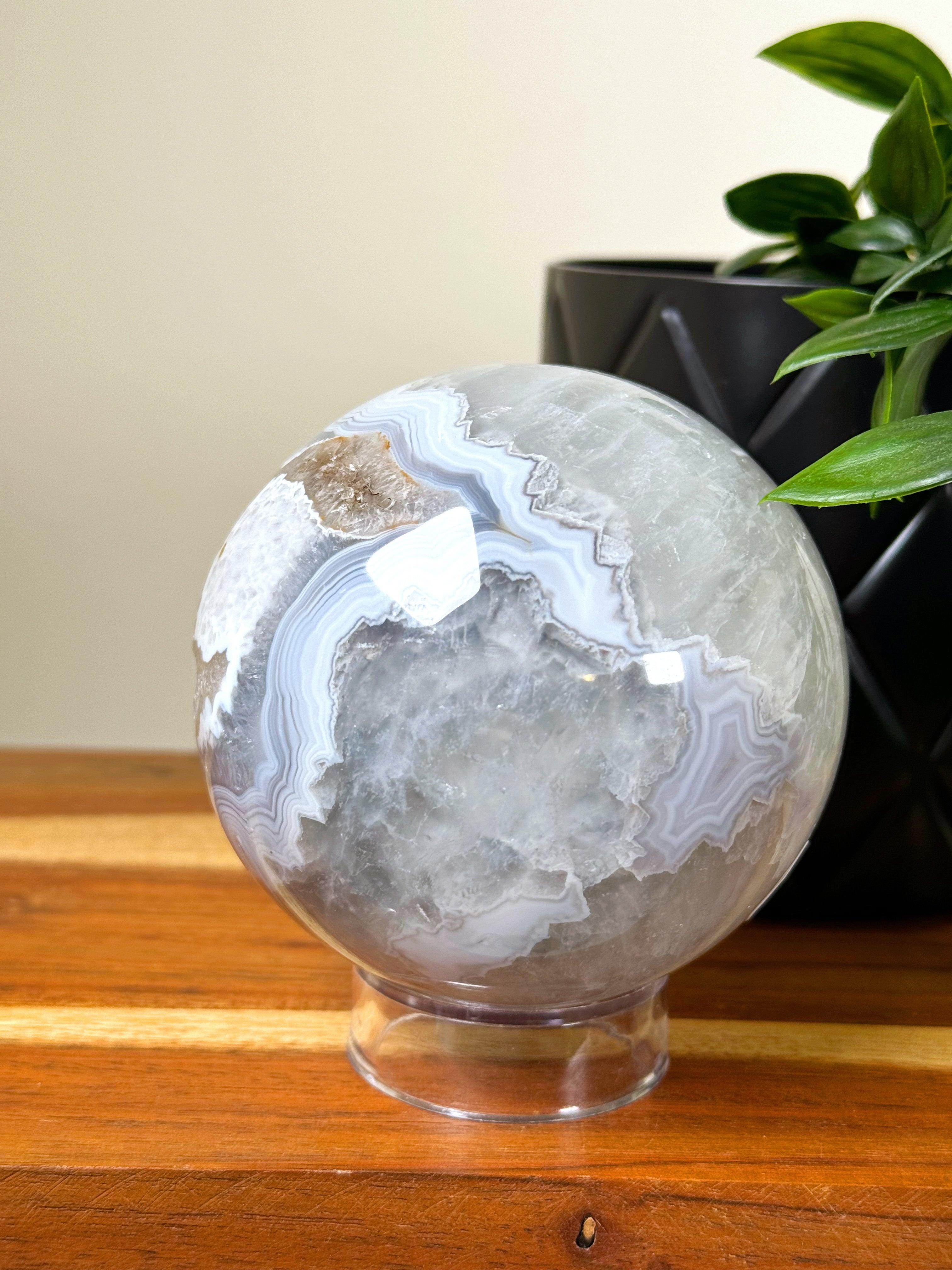 White Agate Druzy Sphere | White Agate || Quartz Agate Druzy sold || Large Agate ||Druzy Agate Sphere | Natural White Agate